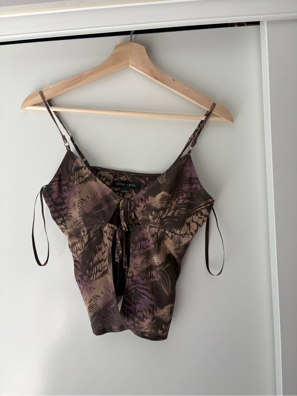 Urban Outfitters Silence + Noise Brown Tie-Front Cami Top